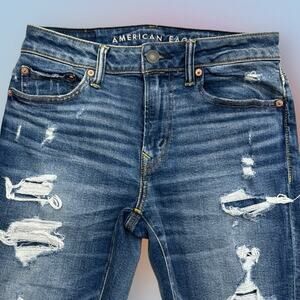 AMERICAN EAGLE Men’s 28 x 32 Ripped Up ATHLETIC SKINNY Blue Jeans